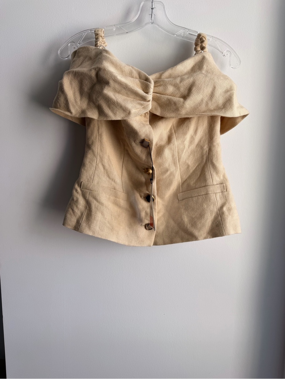 Zara Beige Off-Shoulder Button Front Camisole